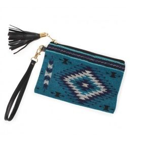 Aztec print Tassel wristlet